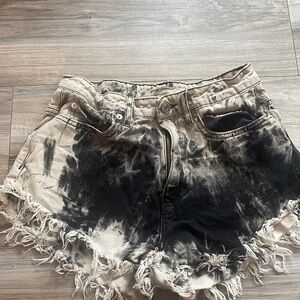 Tie-Dye Frayed Hem Women Shorts